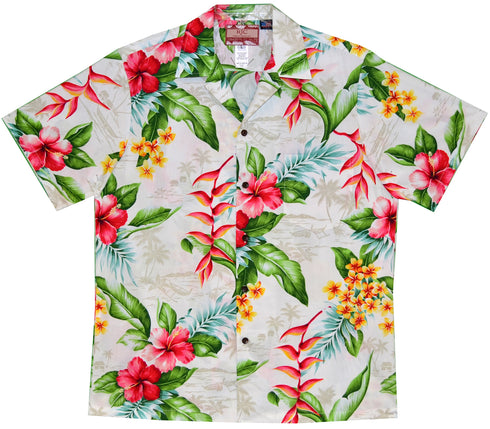 Maui Hibiscus Heliconia Men's Hawaiian Shirt