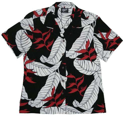 Ginger Heliconia Women's Hawaiian Camp Shirt – 100% Rayon, Made in Hawaii | RJC
