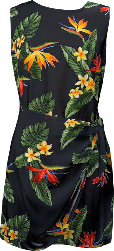 Bird of Paradise Display Women's Mock Wrap Hawaiian Sarong Dress