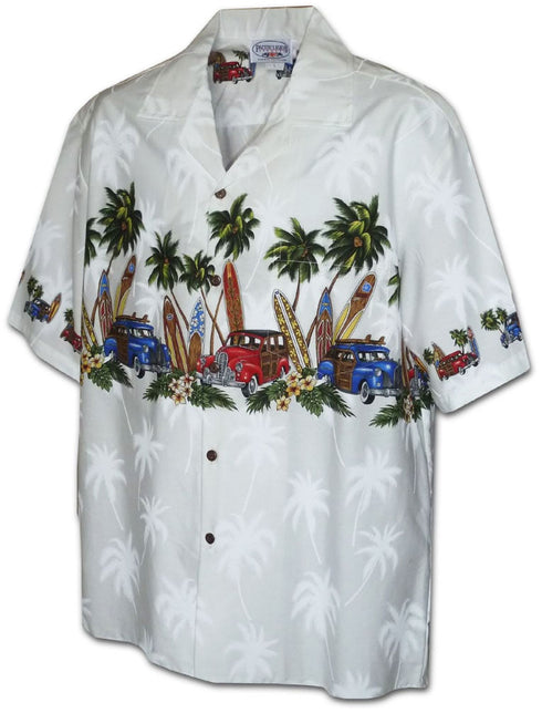Old Time Woodie Surfboard Boy's Hawaiian Shirt