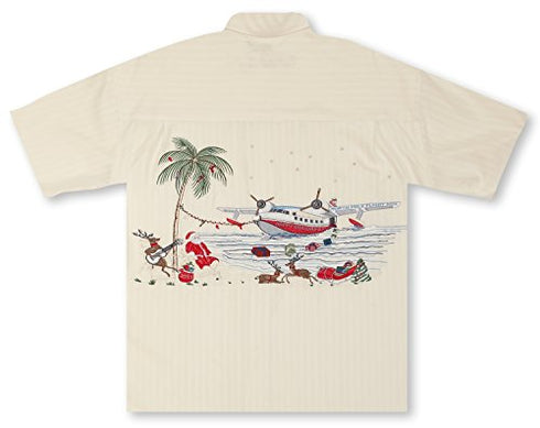 Bamboo Cay Mens Santa's North Pole Flight 2015 Embroidered Shirt