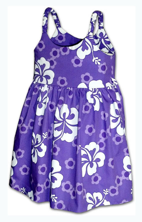 Summer Hibiscus Girl's Hawaiian Flared Dress