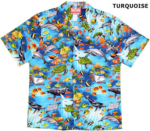 Honu Whale Dolphin Manta Ray Men's Hawaiian Shirt