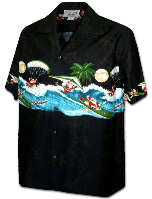 Santa Parasailing Hang Gliding Canoeing Men's Hawaiian Shirt
