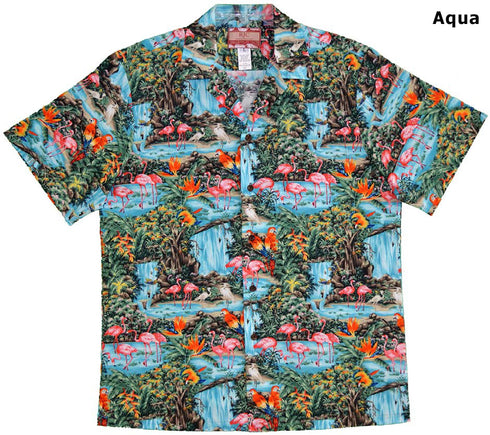 Pink Flamingo Parrot Men's Hawaiian Shirt