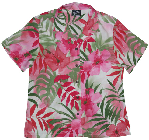 Watercolor Tropics Women's Hawaiian Camp Shirt – 100% Rayon, Made in Hawaii | RJC