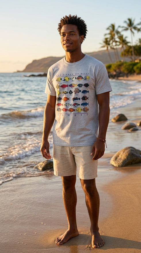 RJC Men's The Fishes of Maui Hawaiian Tshirt - Maui Imprint