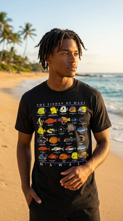 RJC Men's The Fishes of Maui Hawaiian Tshirt - Maui Imprint