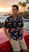 Flaming Roadsters USA Flag Men's Hawaiian Shirt