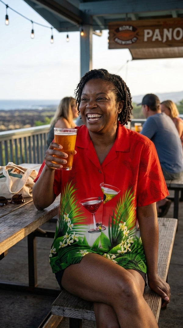 Floating Martini Women's Hawaiian Camp Shirt