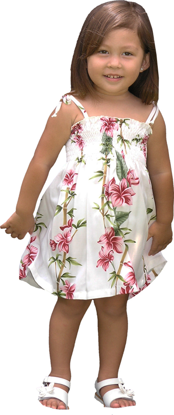 Plumeria Bamboo Panel Infant and Toddler Girl's Hawaiian Smocked Dress
