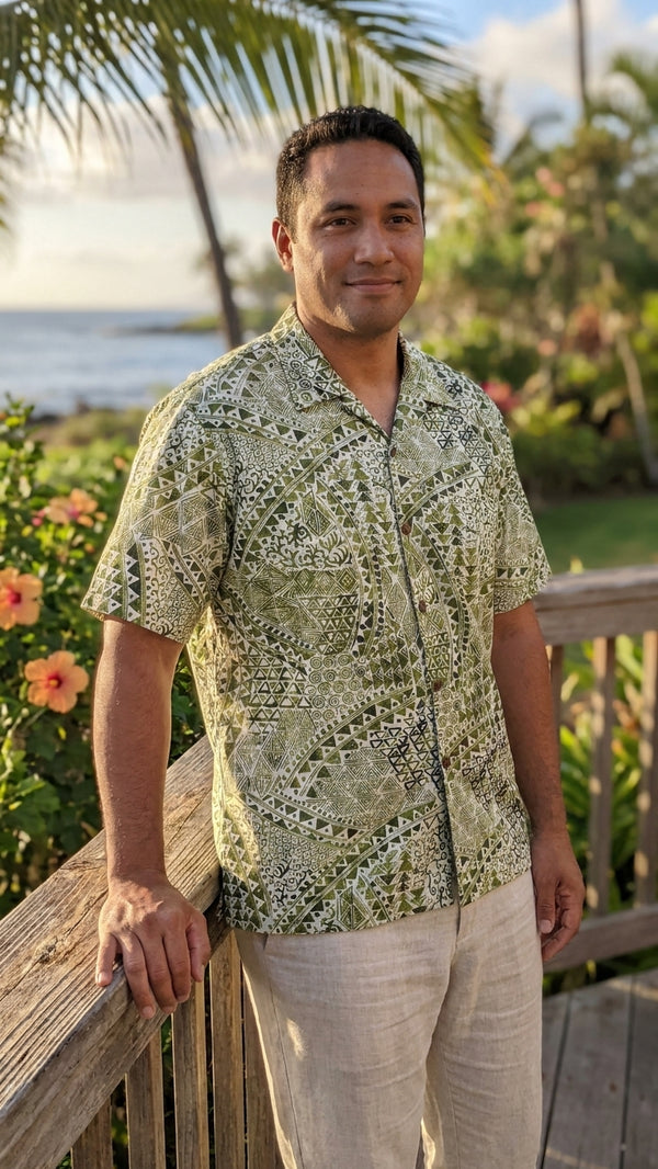 Go Barefoot Mens Hawaiian Tats Big & Tall Shirt