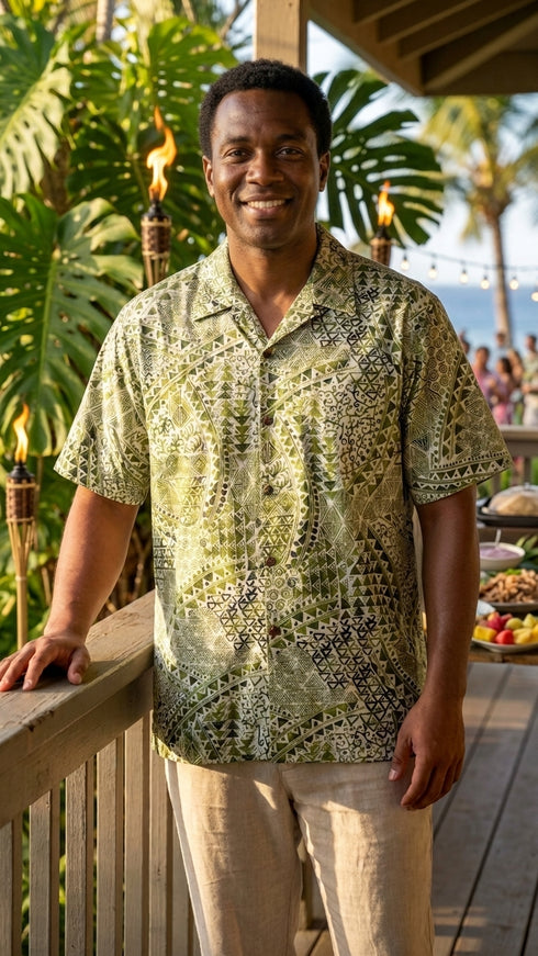 Go Barefoot Mens Hawaiian Tats Big & Tall Shirt