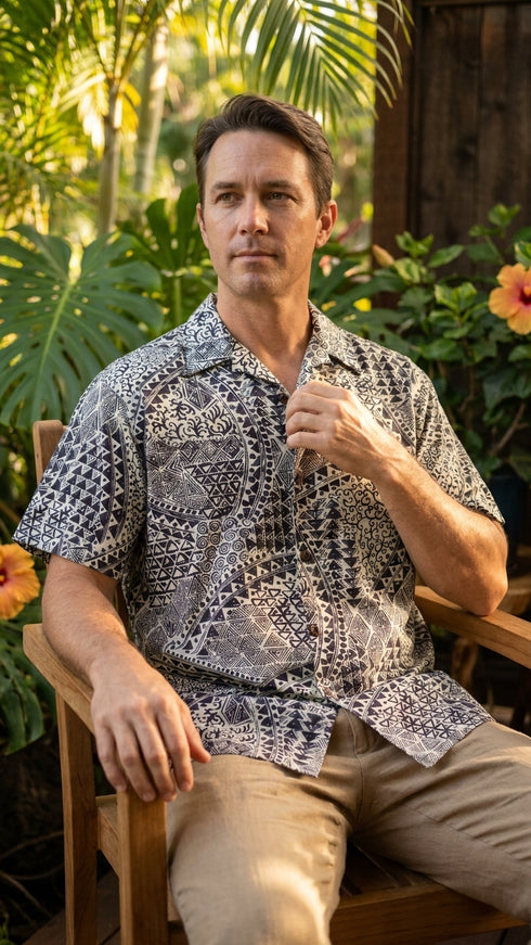 Go Barefoot Mens Hawaiian Tats Big & Tall Shirt