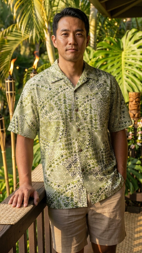 Go Barefoot Mens Hawaiian Tats Big & Tall Shirt