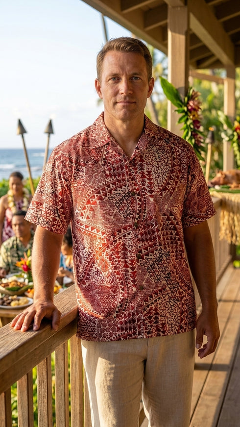 Go Barefoot Mens Hawaiian Tats Big & Tall Shirt