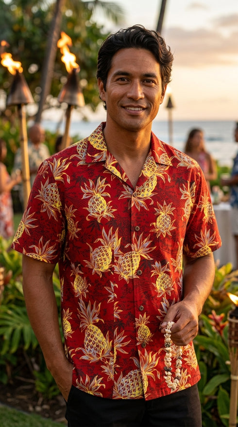 Golden Pineapples Men's Hawaiian Shirt