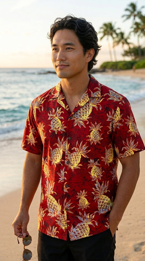 Golden Pineapples Men's Hawaiian Shirt