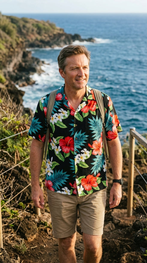 RJC Grand Hibiscus Men's Hawaiian Shirt – 100% Rayon