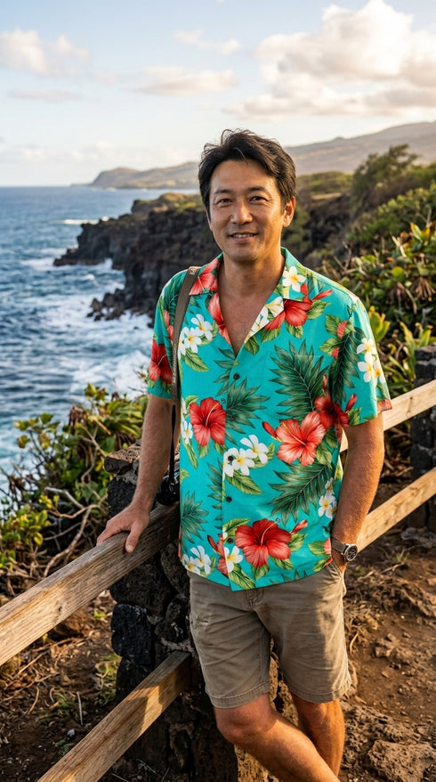 RJC Grand Hibiscus Men's Hawaiian Shirt – 100% Rayon