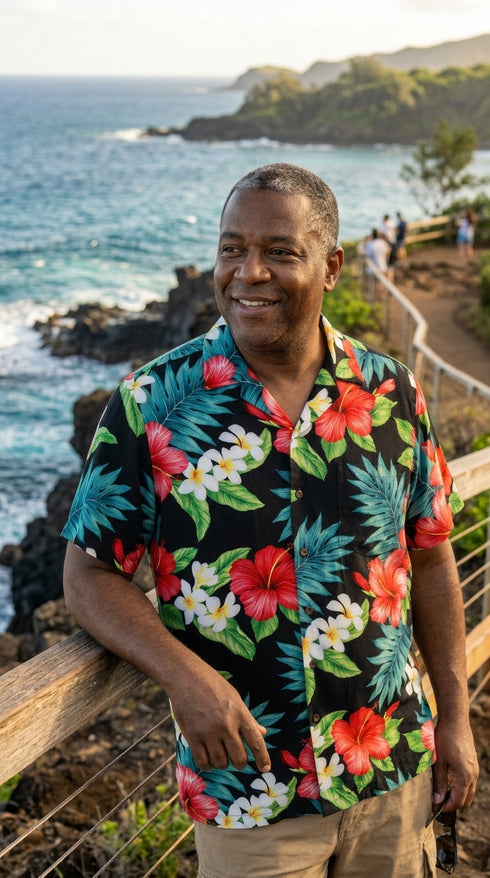 RJC Grand Hibiscus Men's Hawaiian Shirt – 100% Rayon