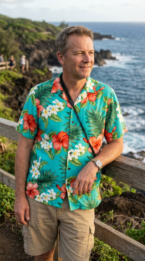 RJC Grand Hibiscus Men's Hawaiian Shirt – 100% Rayon