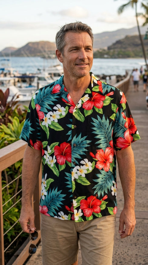 RJC Grand Hibiscus Men's Hawaiian Shirt – 100% Rayon