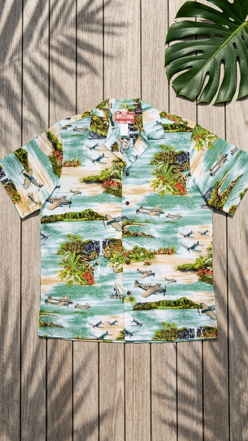 Hawaiian Island Airplane Men's Hawaiian Shirt