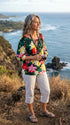 RJC Womens Hawaiian Jungle Flower Peasant Blouse