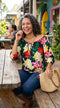 RJC Womens Hawaiian Jungle Flower Peasant Blouse