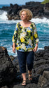 RJC Womens Hawaiian Jungle Flower Peasant Blouse