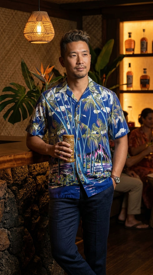 Pineapple Juice Mens Hawaiian Palm Shirt