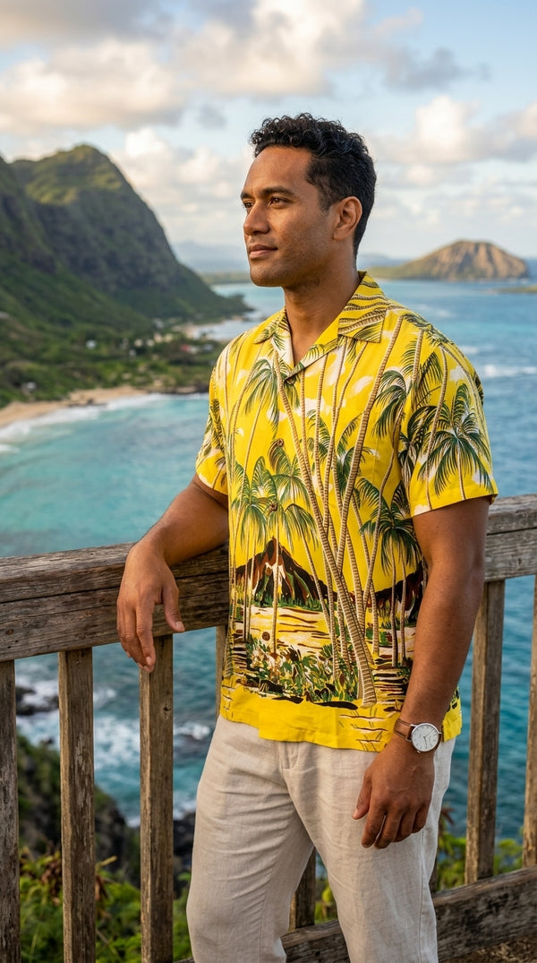 Pineapple Juice Mens Hawaiian Palm Shirt