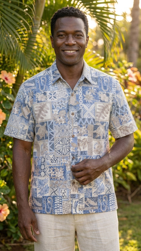 RJC Mens Hawaiian Symbols Reverse Shirt