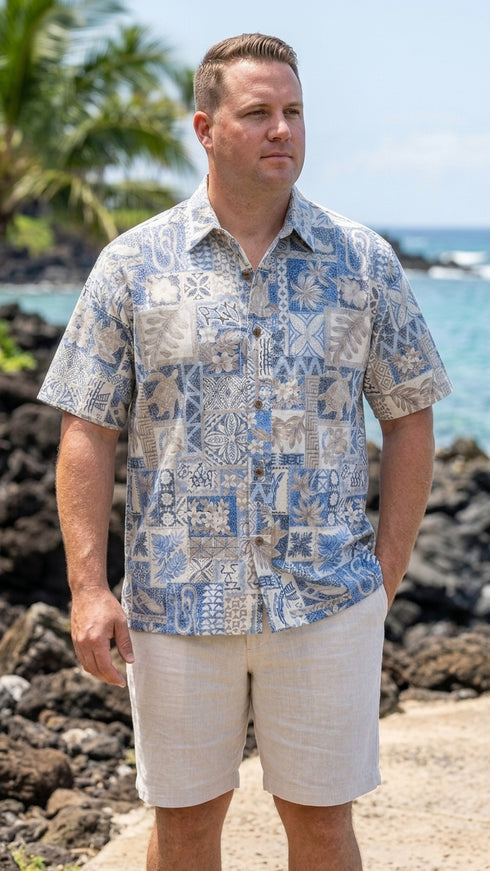 RJC Mens Hawaiian Symbols Reverse Shirt