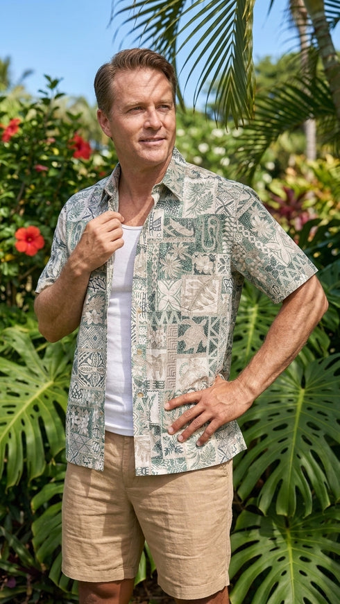 RJC Mens Hawaiian Symbols Reverse Shirt