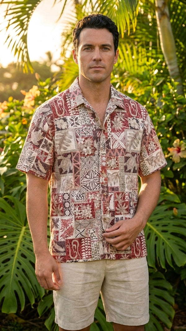 RJC Mens Hawaiian Symbols Reverse Shirt