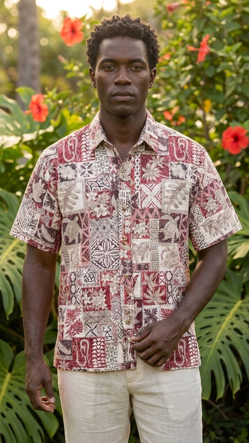 RJC Mens Hawaiian Symbols Reverse Shirt