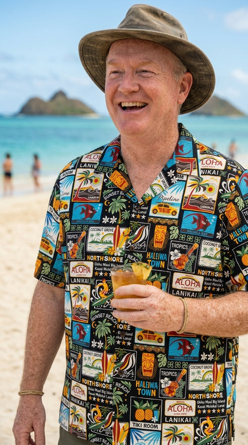 Hawaii State Locations Men's Hawaiian Shirt