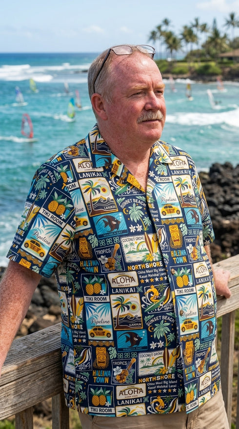 Hawaii State Locations Men's Hawaiian Shirt