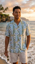 Paradise Found Men's Hibiscus Bamboo Panel Hawaiian Shirt