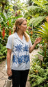 Hibiscus Bottom Band Women's Hawaiian Camp Shirt