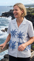Hibiscus Bottom Band Women's Hawaiian Camp Shirt