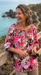RJC Womens Hibiscus Butterfly Orchid Peasant Blouse