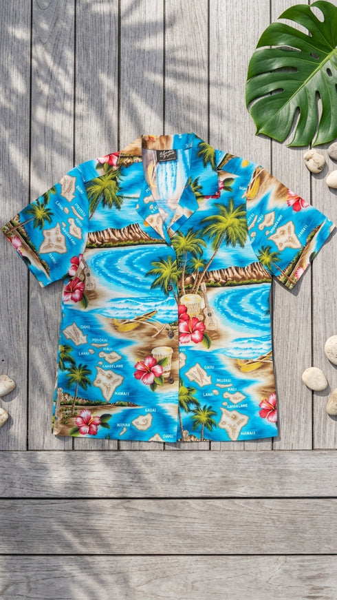 Hibiscus Hawaiian Islands Women's Hawaiian Camp Shirt