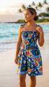 Women’s Smocked Tube Dress – Hibiscus Hawaiian Island Print
