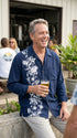 Hibiscus Panel Kamehameha Style Men's Long Sleeve Hawaiian Shirt