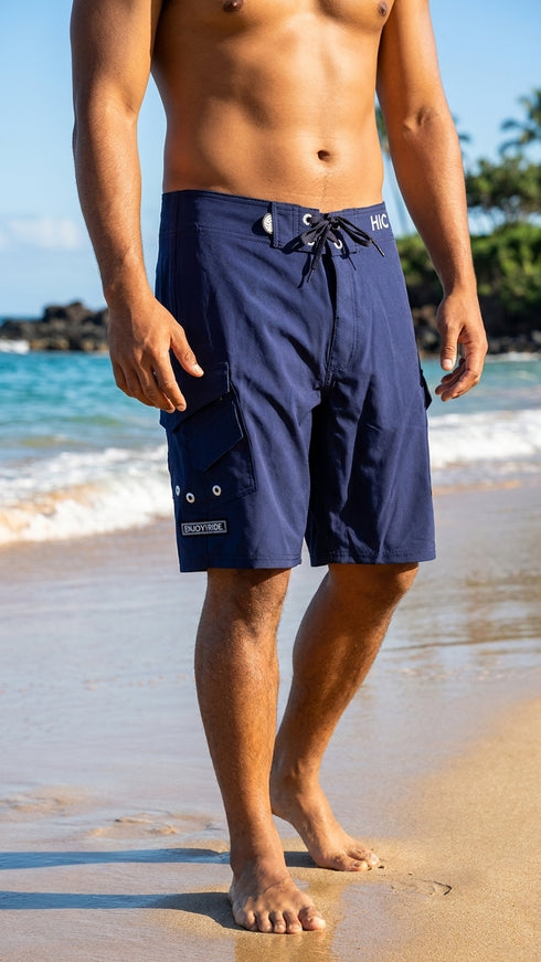 HIC Hawaiian Island Creations Men's Generals 8-Way Stretch Boardshorts – Quick Dry, SPF 50, Surf Board Shorts