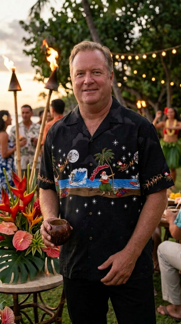Hula Dancing Santa Men's Hawaiian Shirt