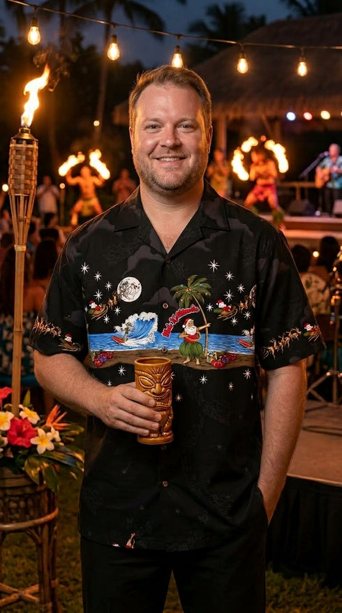 Hula Dancing Santa Men's Hawaiian Shirt